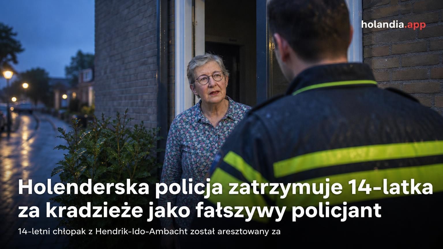 Holenderska policja zatrzymuje 14-latka za kradzieże jako fałszywy policjant