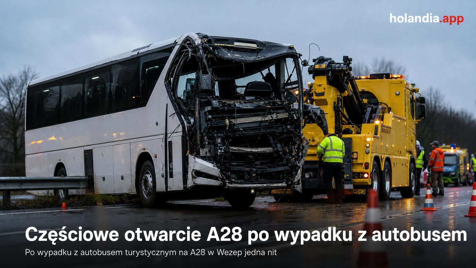 Częściowe otwarcie A28 po wypadku z autobusem