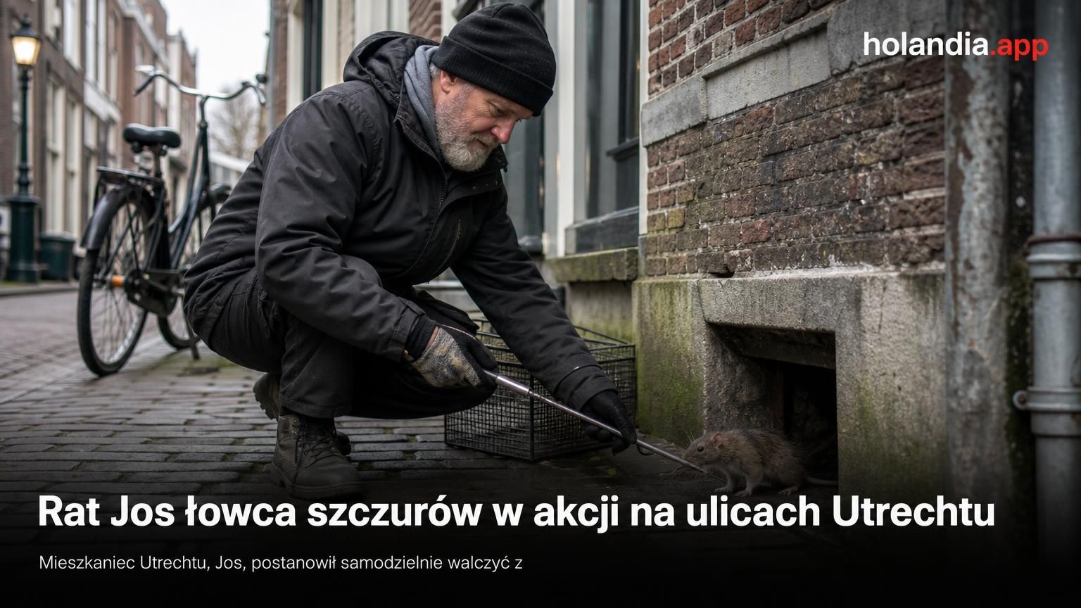 Rat Jos łowca szczurów w akcji na ulicach Utrechtu