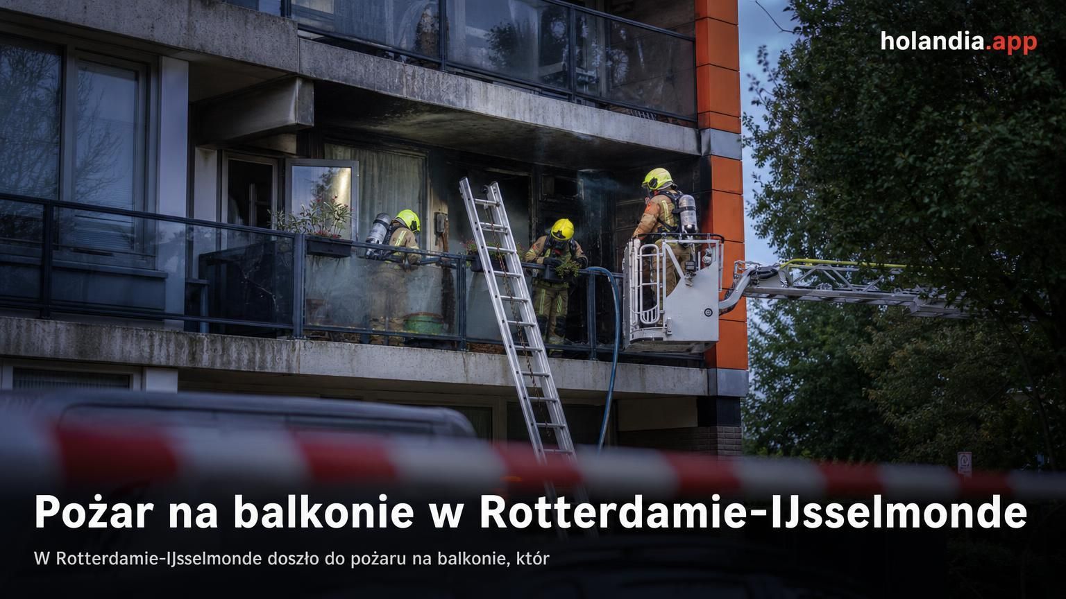 Pożar na balkonie w Rotterdamie-IJsselmonde