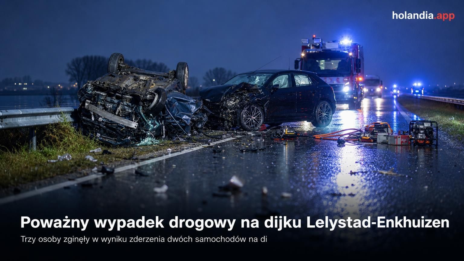 Poważny wypadek drogowy na dijku Lelystad-Enkhuizen