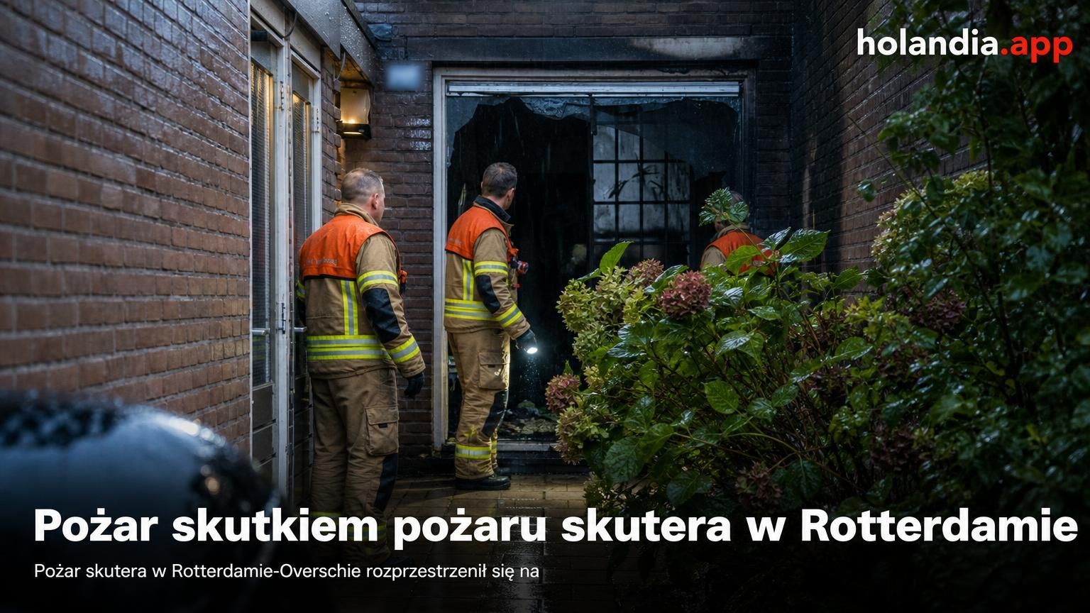Pożar skutkiem pożaru skutera w Rotterdamie