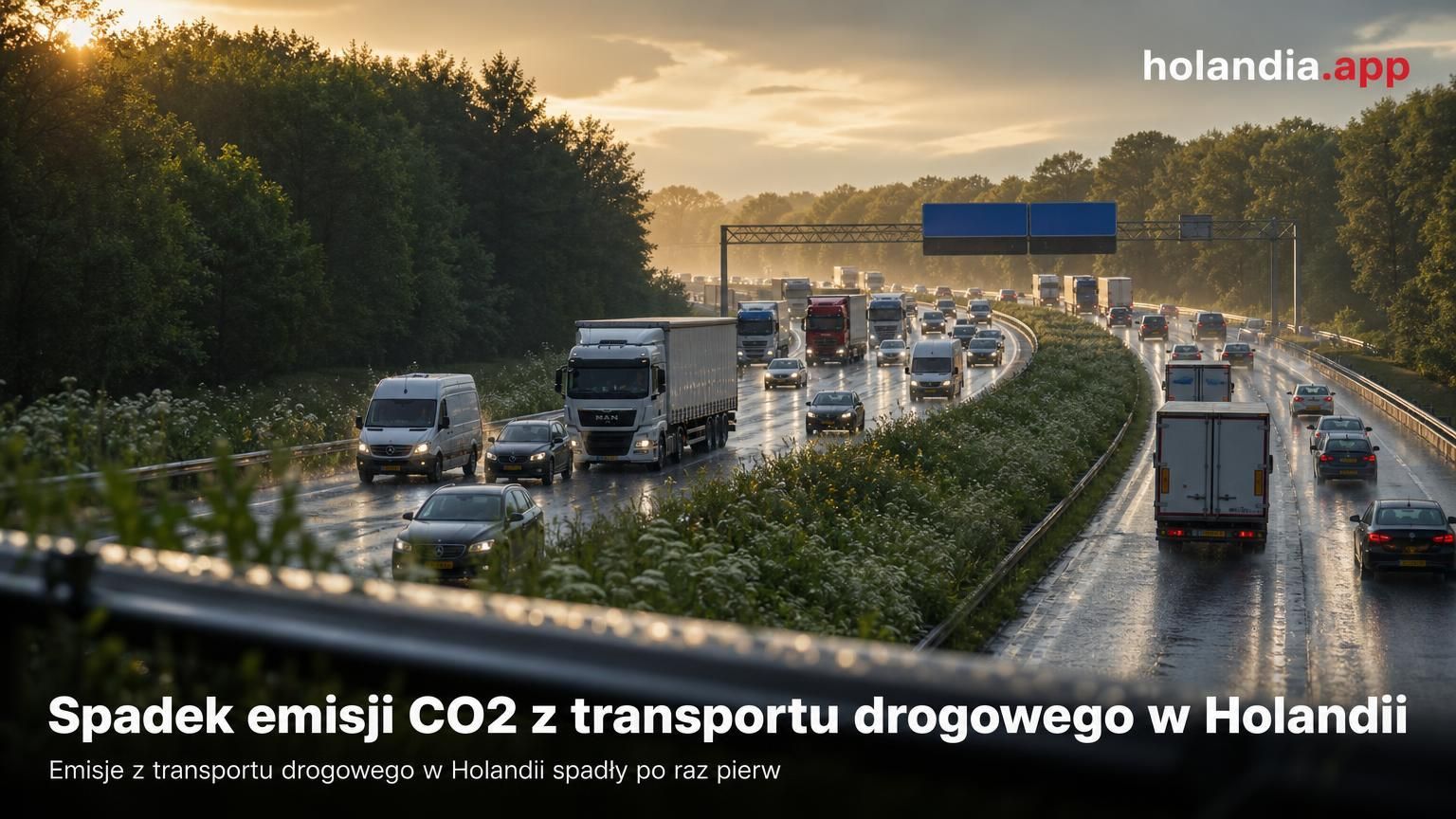 Spadek emisji CO2 z transportu drogowego w Holandii