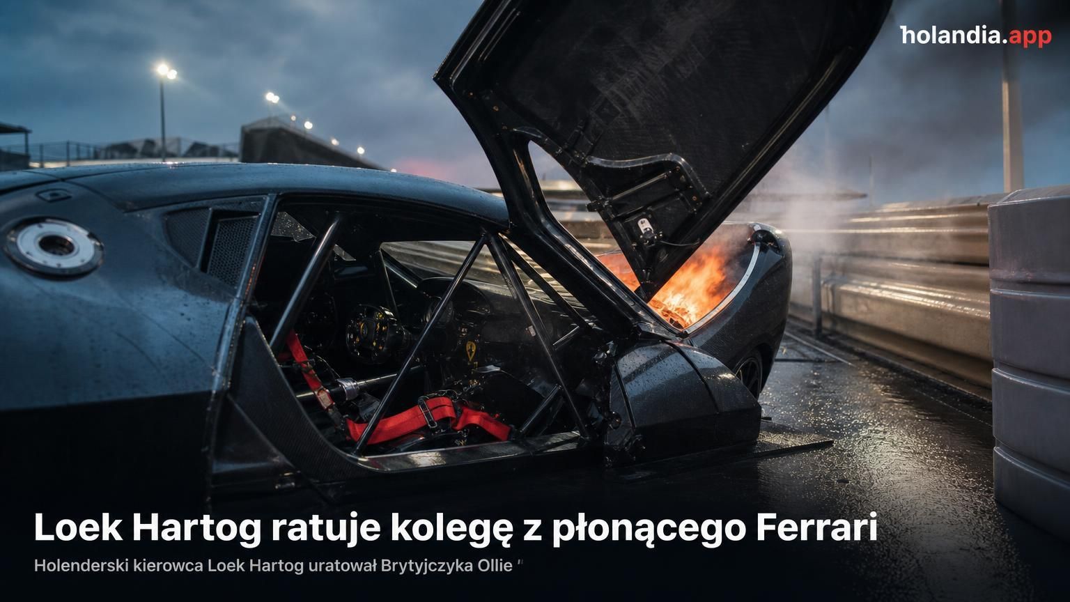 Loek Hartog ratuje kolegę z płonącego Ferrari