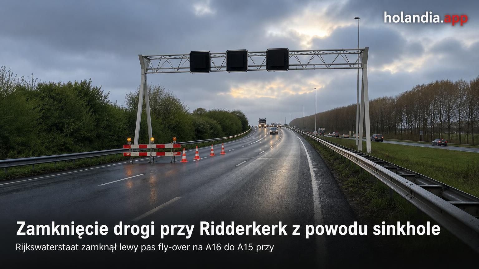 Zamknięcie drogi przy Ridderkerk z powodu sinkhole