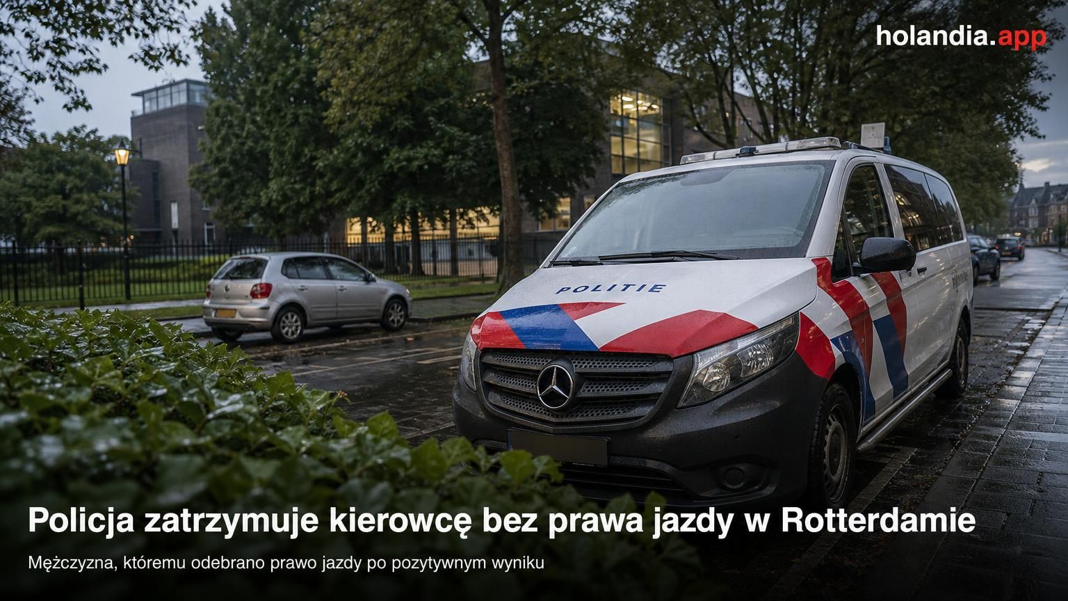 Policja zatrzymuje kierowcę bez prawa jazdy w Rotterdamie