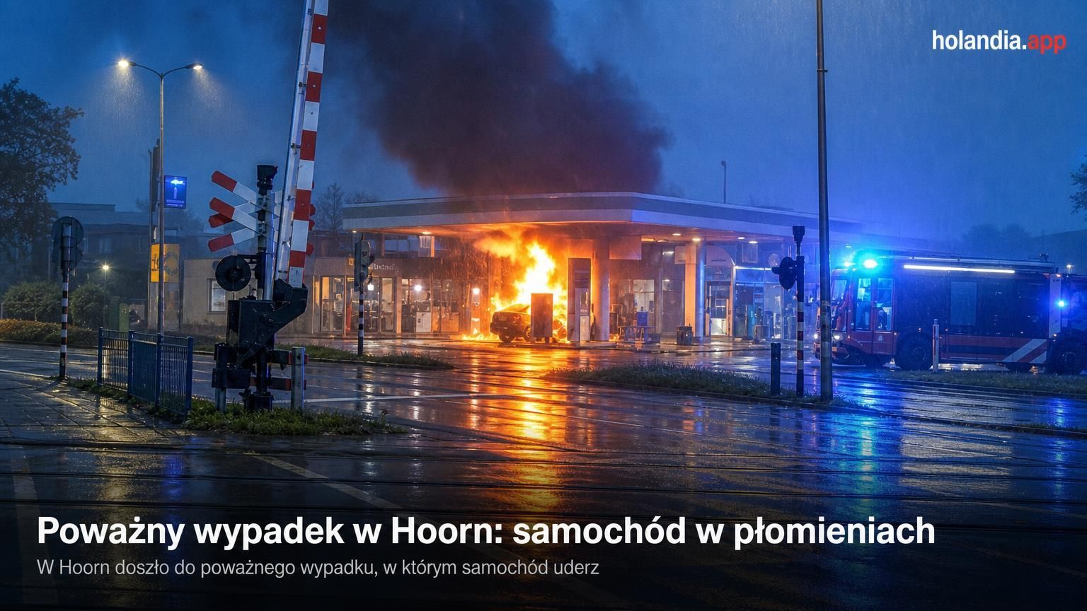 Poważny wypadek w Hoorn: samochód w płomieniach