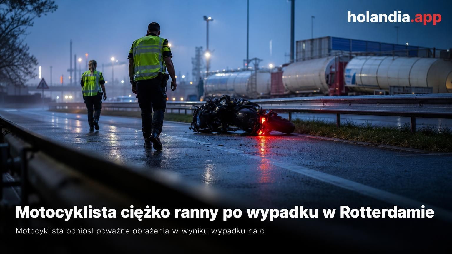 Motocyklista ciężko ranny po wypadku w Rotterdamie
