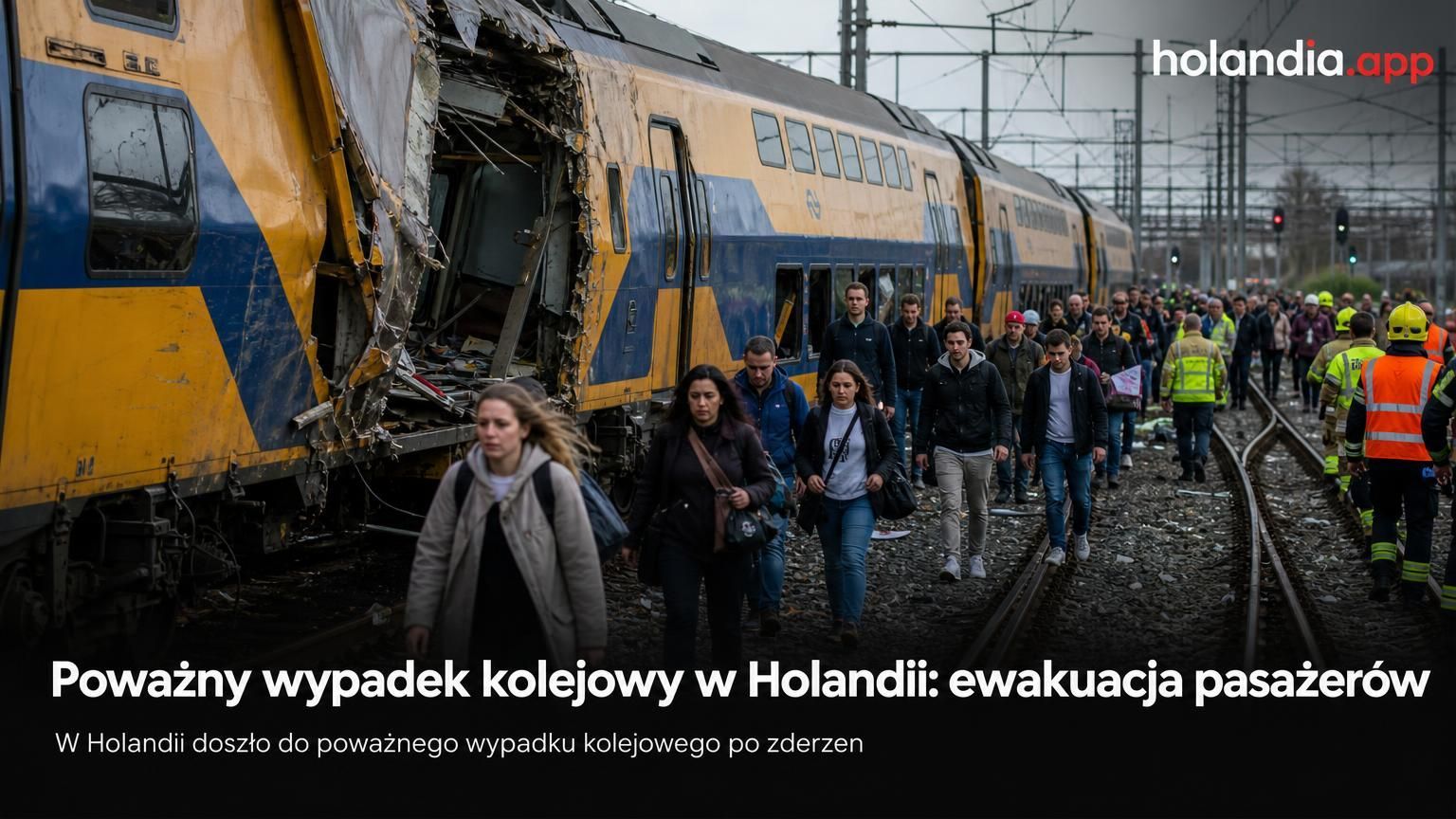 Poważny wypadek kolejowy w Holandii: ewakuacja pasażerów