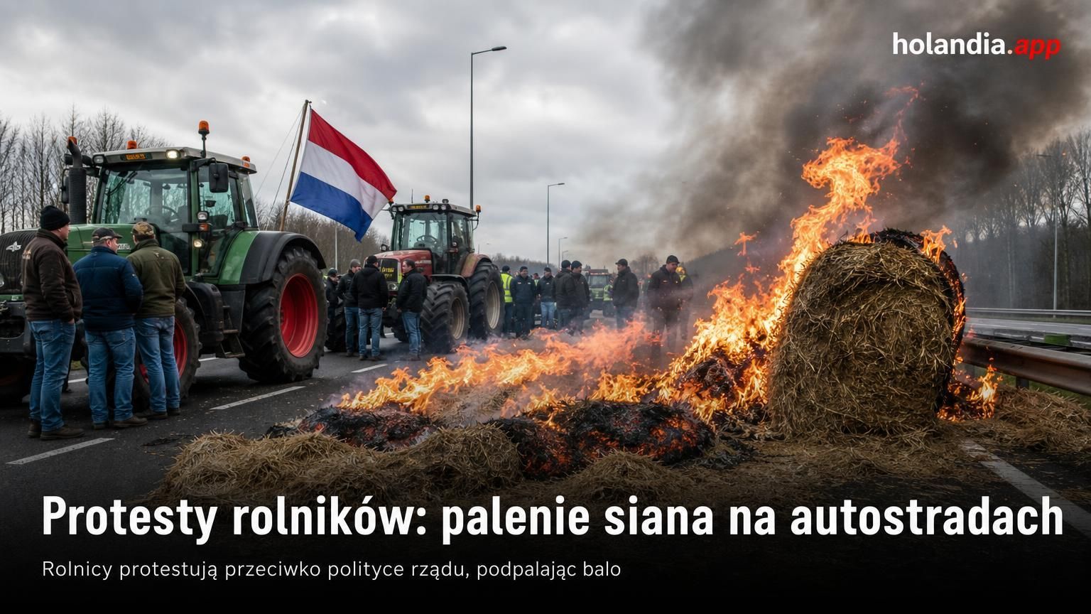 Protesty rolników: palenie siana na autostradach