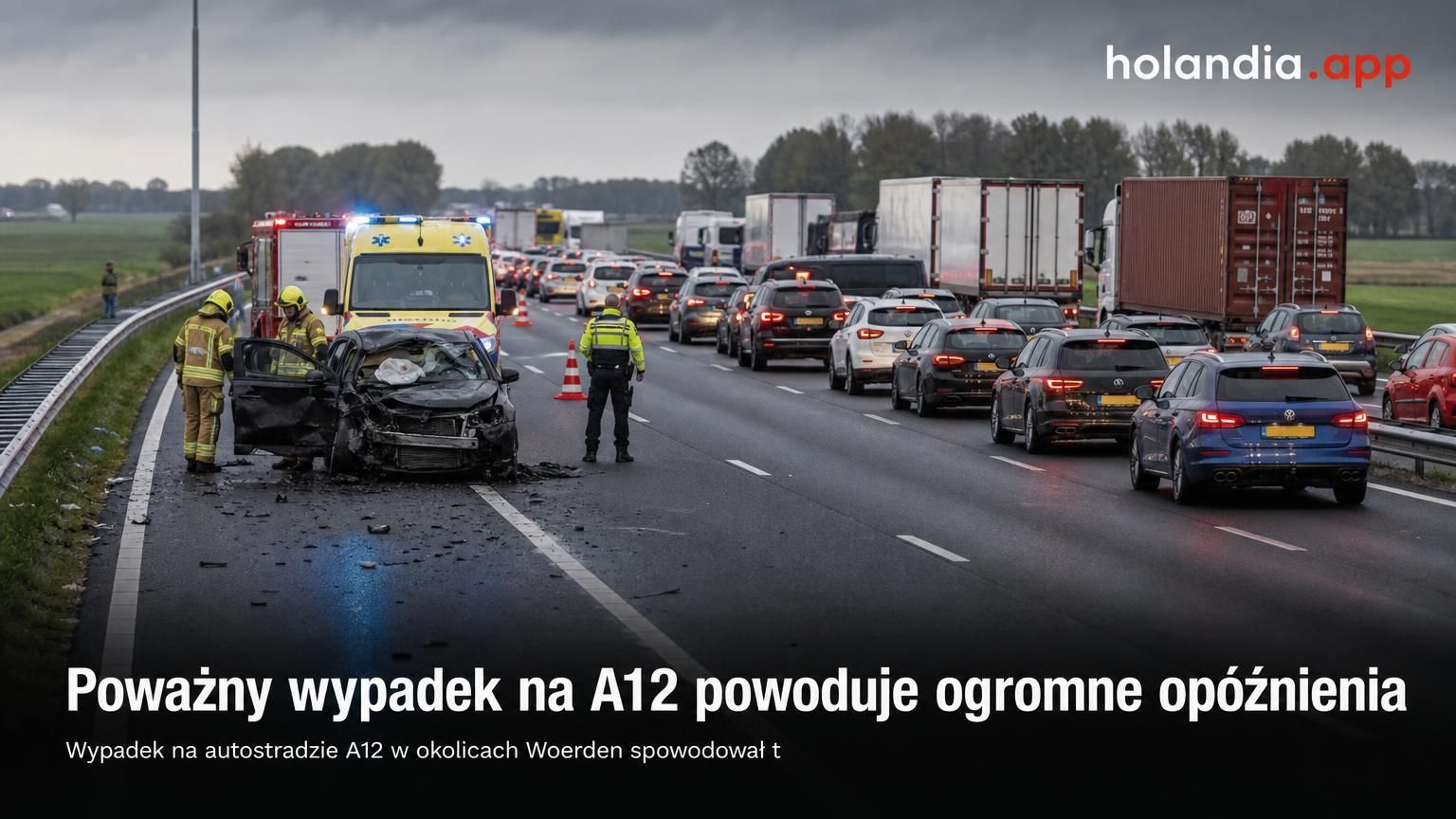 Poważny wypadek na A12 powoduje ogromne opóźnienia