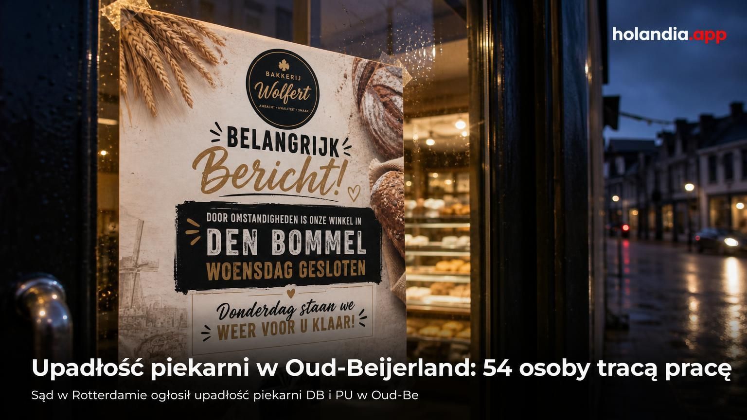 Upadłość piekarni w Oud-Beijerland: 54 osoby tracą pracę