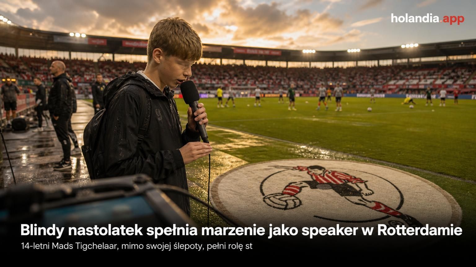 Blindy nastolatek spełnia marzenie jako speaker w Rotterdamie