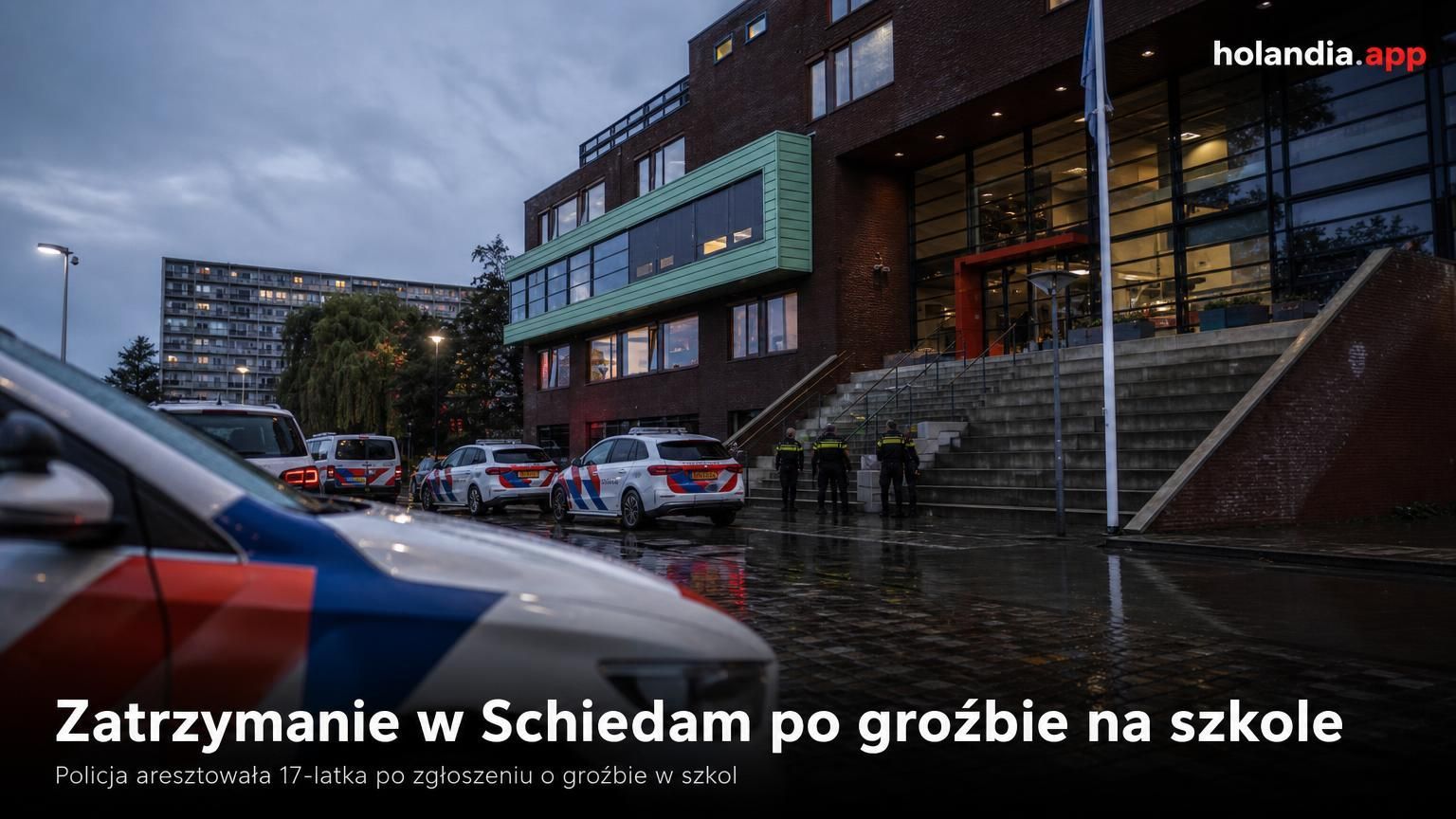 Zatrzymanie w Schiedam po groźbie na szkole