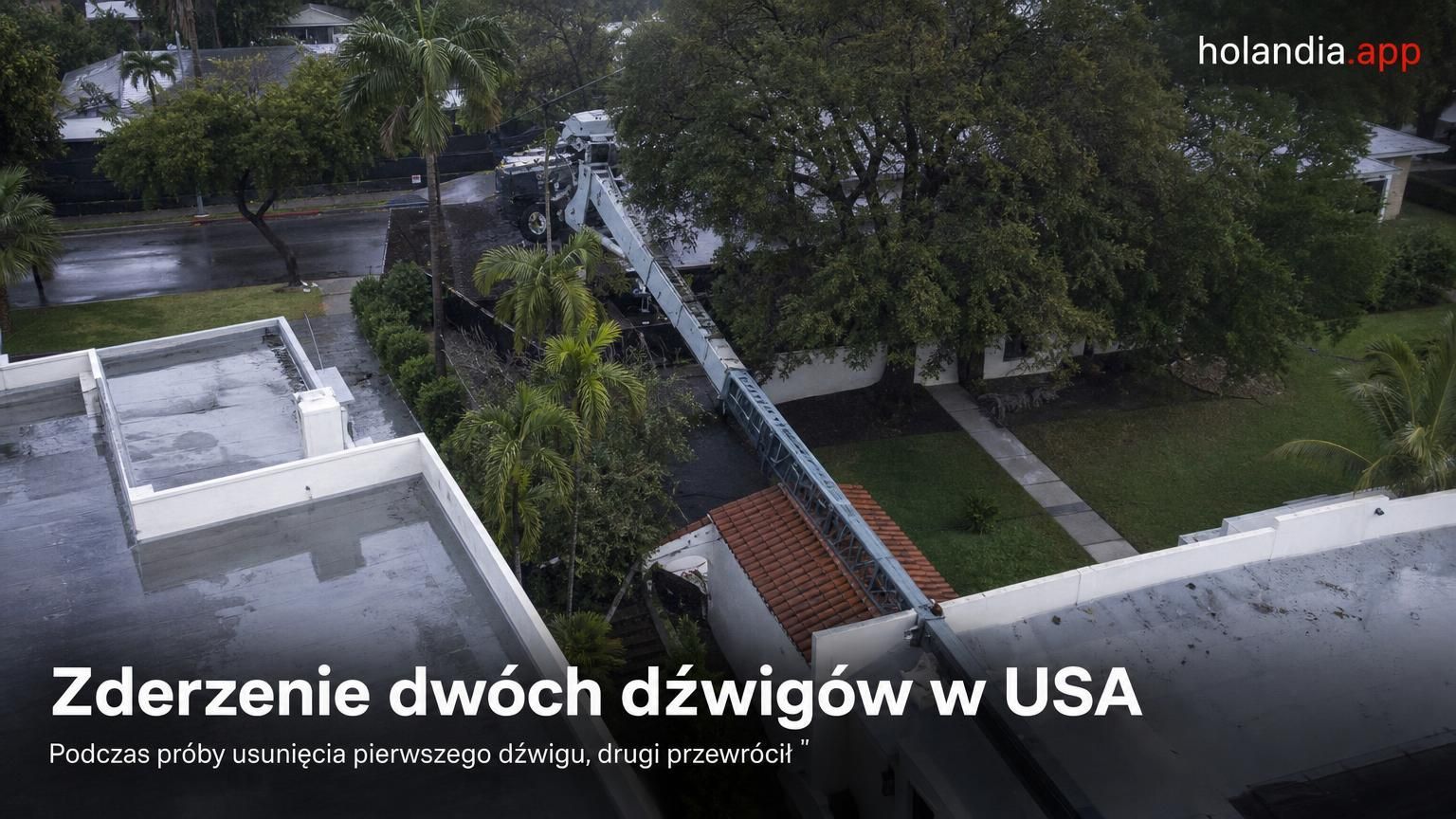 Zderzenie dwóch dźwigów w USA