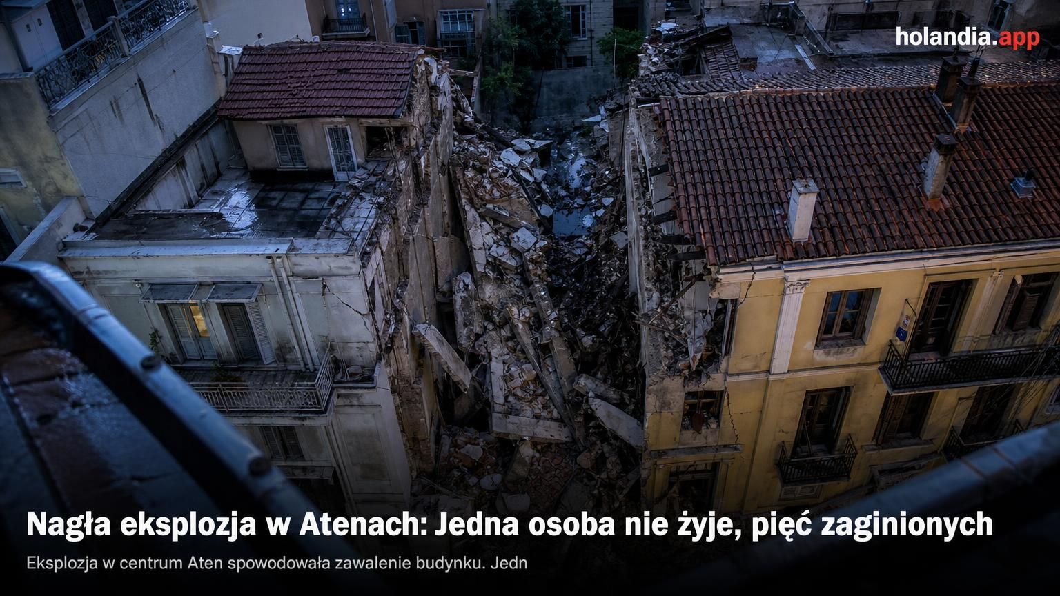Nagła eksplozja w Atenach: Jedna osoba nie żyje, pięć zaginionych
