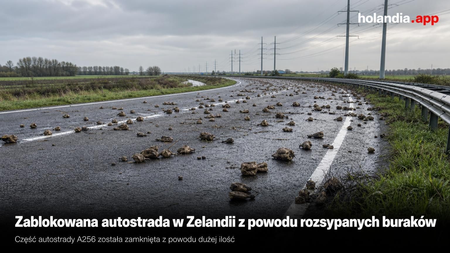 Zablokowana autostrada w Zelandii z powodu rozsypanych buraków