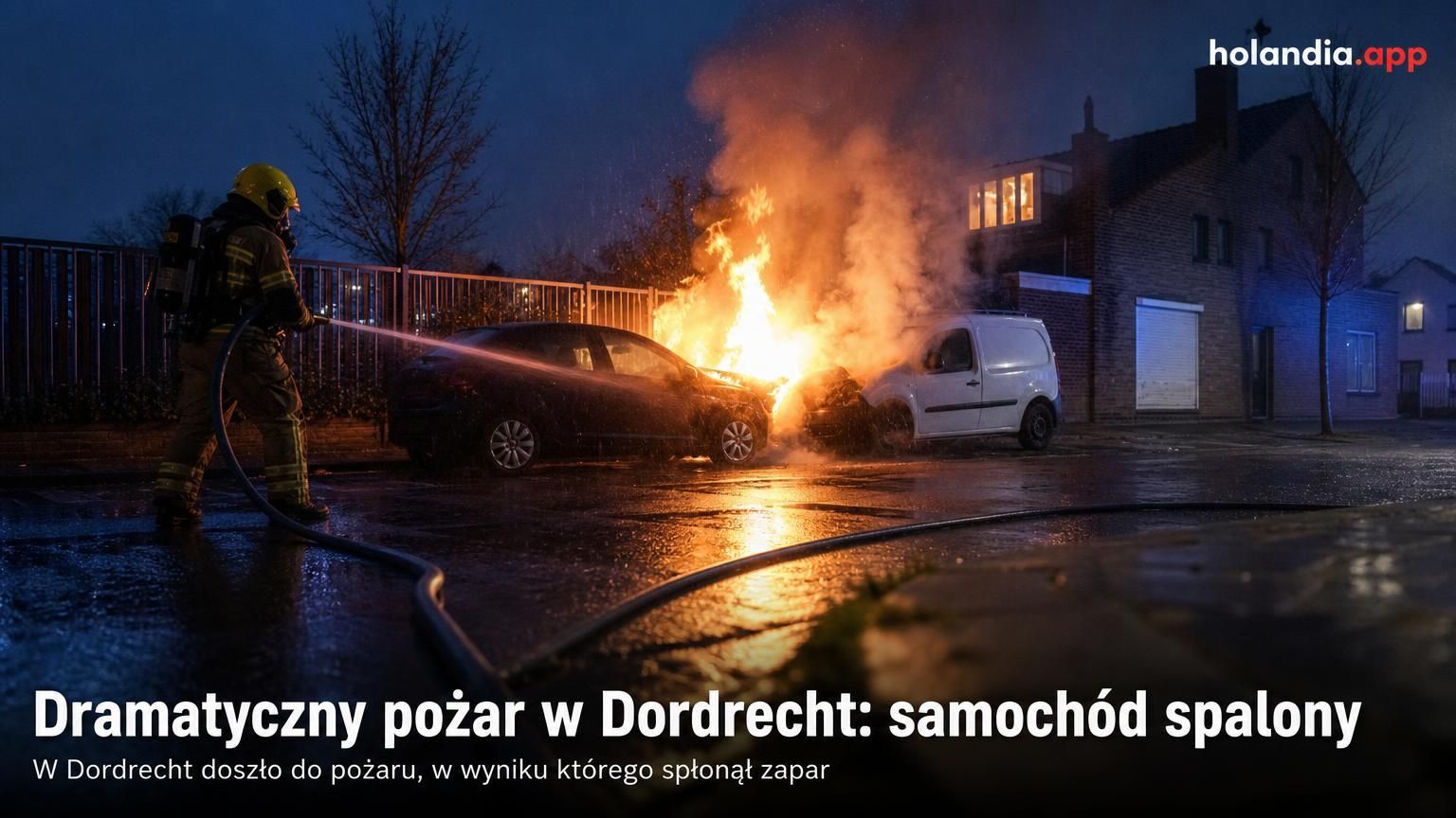 Dramatyczny pożar w Dordrecht: samochód spalony