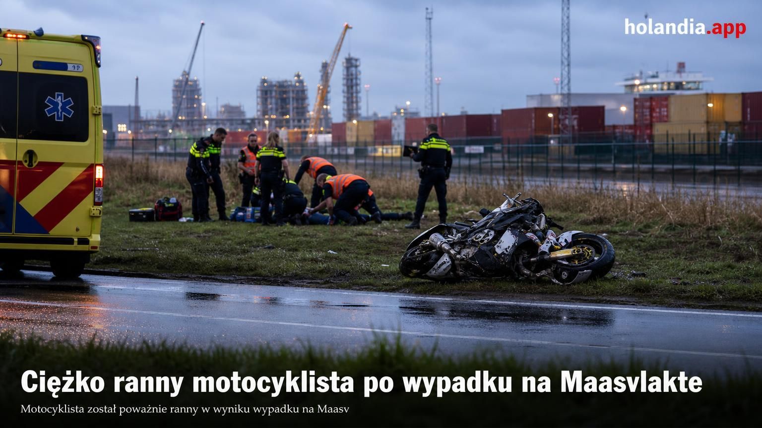 Ciężko ranny motocyklista po wypadku na Maasvlakte
