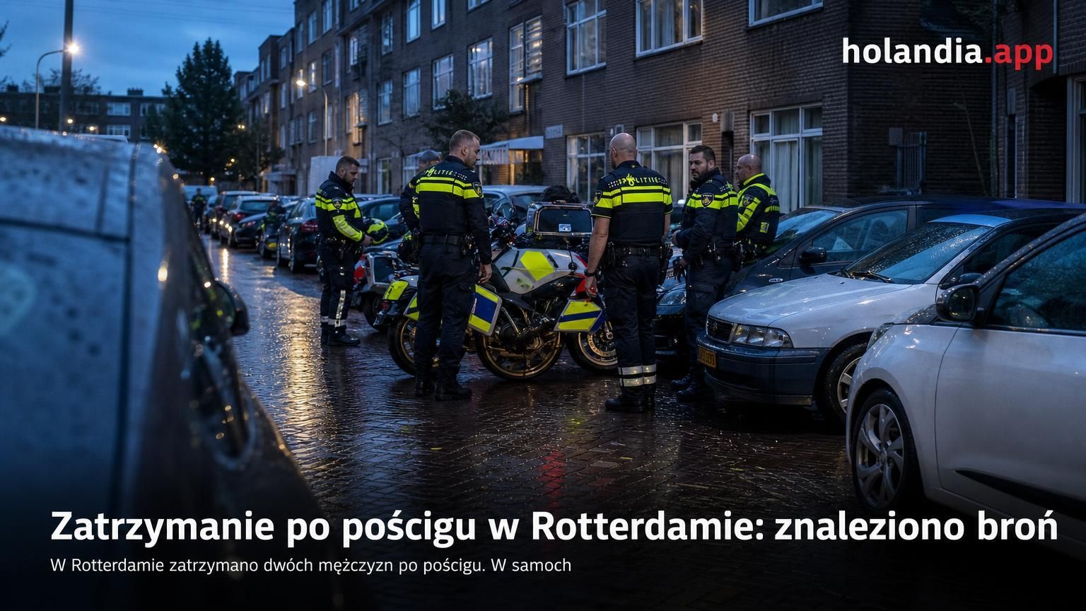 Zatrzymanie po pościgu w Rotterdamie: znaleziono broń