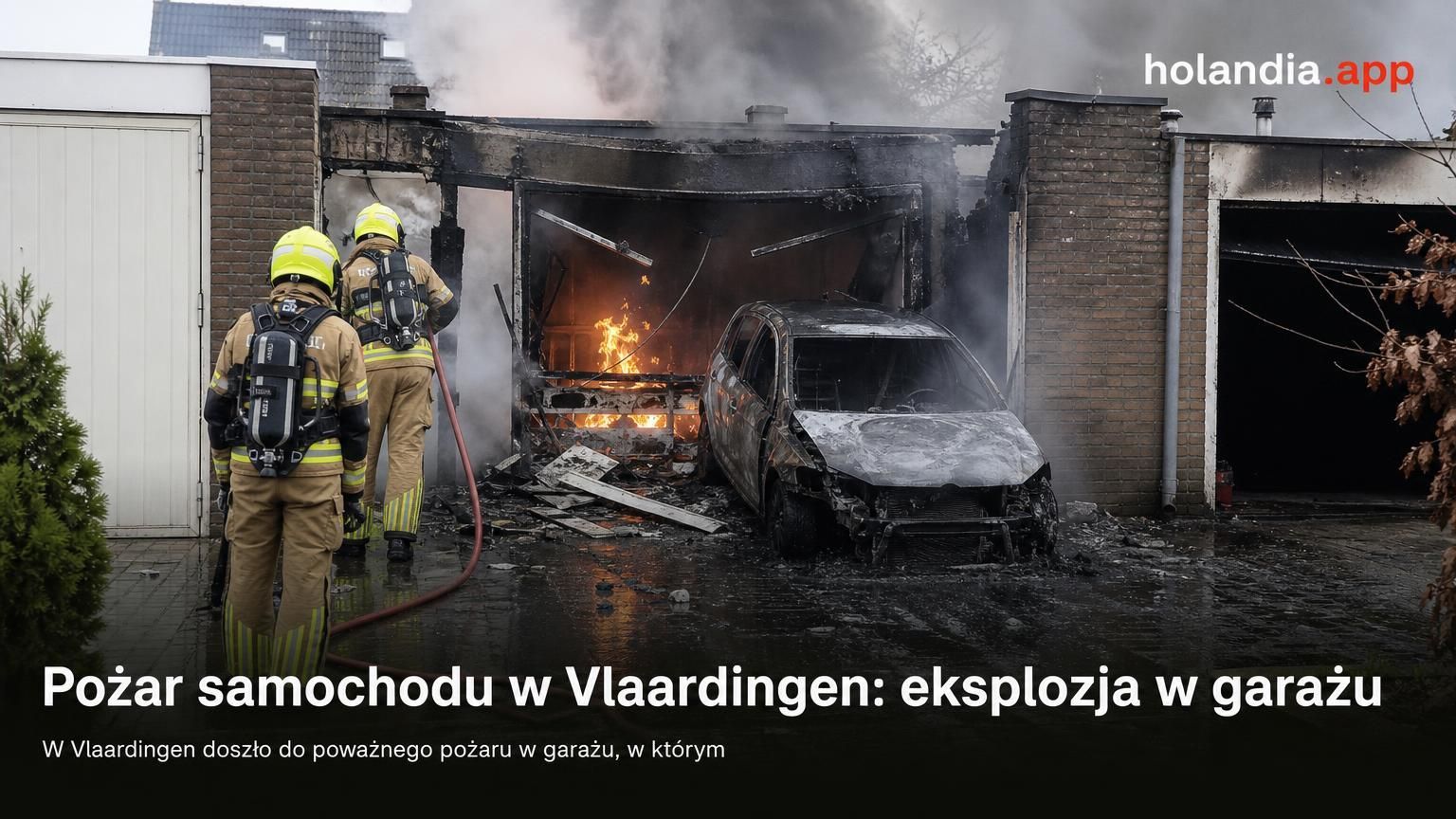 Pożar samochodu w Vlaardingen: eksplozja w garażu