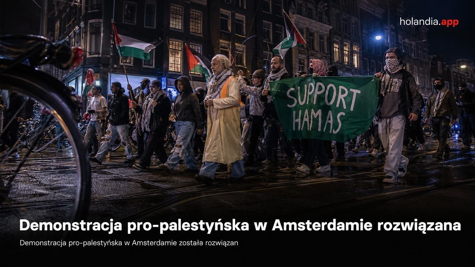 Demonstracja pro-palestyńska w Amsterdamie rozwiązana