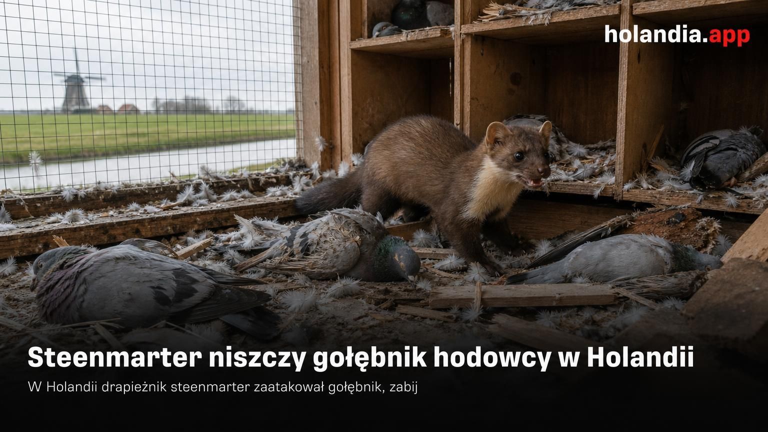 Steenmarter niszczy gołębnik hodowcy w Holandii