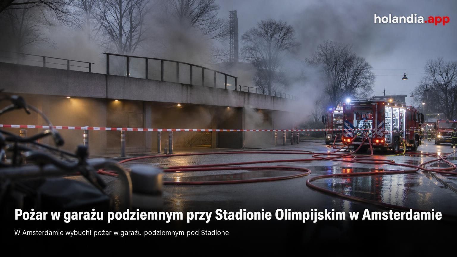 Pożar w garażu podziemnym przy Stadionie Olimpijskim w Amsterdamie
