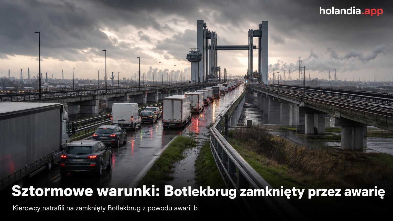 Sztormowe warunki: Botlekbrug zamknięty przez awarię